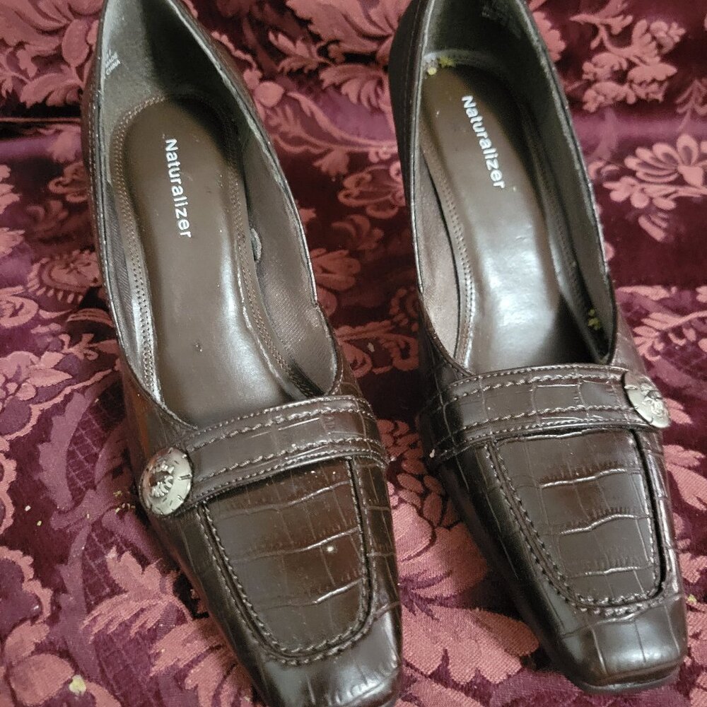 Naturalizer Brown Croco Leather Pumps Size 8.5
